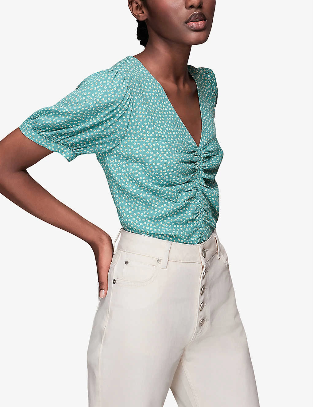 Whistles Ditsy Floral Print Crepe Top 2 Whistles Ditsy Floral Print Crepe Top - Image 2