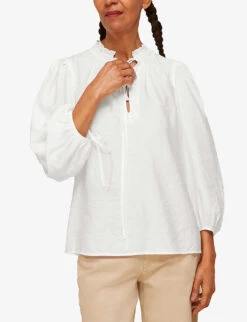 Whistles Tie-neck Relaxed-fit Woven Shirt 8 Whistles Tie-neck Relaxed-fit Woven Shirt -The Fashion Shop R03931771 WHITE ALT02