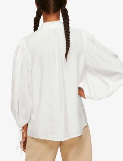 Whistles Tie-neck Relaxed-fit Woven Shirt 9 Whistles Tie-neck Relaxed-fit Woven Shirt -The Fashion Shop R03931771 WHITE ALT03