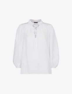 Whistles Tie-neck Relaxed-fit Woven Shirt