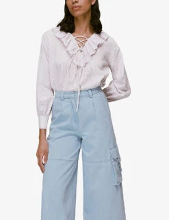 Whistles Francesca Check-design Cotton Blouse 8 Whistles Francesca Check-design Cotton Blouse -The Fashion Shop R03931773 MULTICOLOURED ALT02