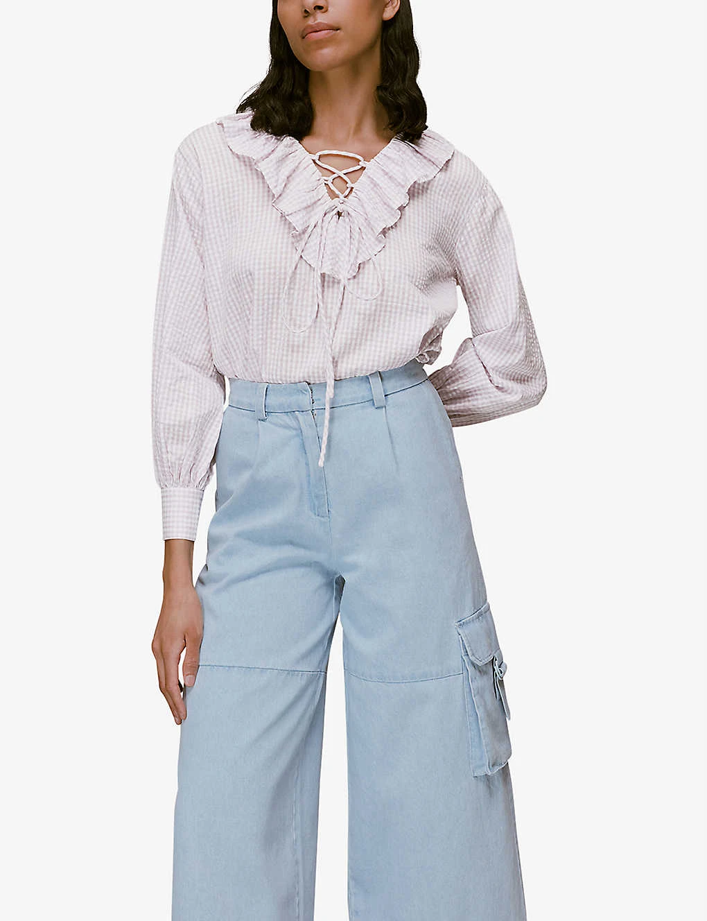 Whistles Francesca Check-design Cotton Blouse 3 Whistles Francesca Check-design Cotton Blouse - Image 3