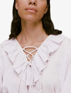 Whistles Francesca Check-design Cotton Blouse 10 Whistles Francesca Check-design Cotton Blouse -The Fashion Shop R03931773 MULTICOLOURED ALT04