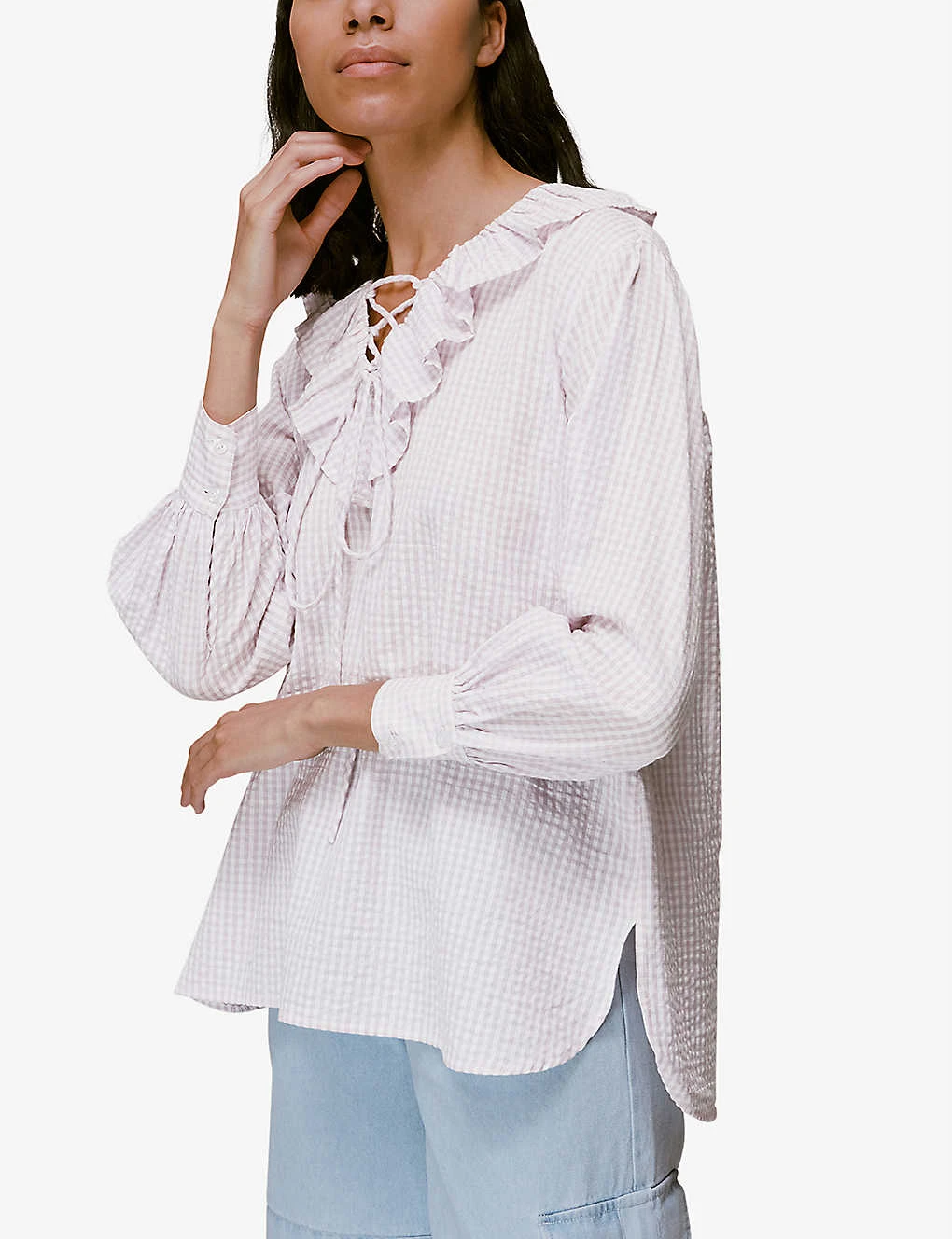 Whistles Francesca Check-design Cotton Blouse 6 Whistles Francesca Check-design Cotton Blouse - Image 6