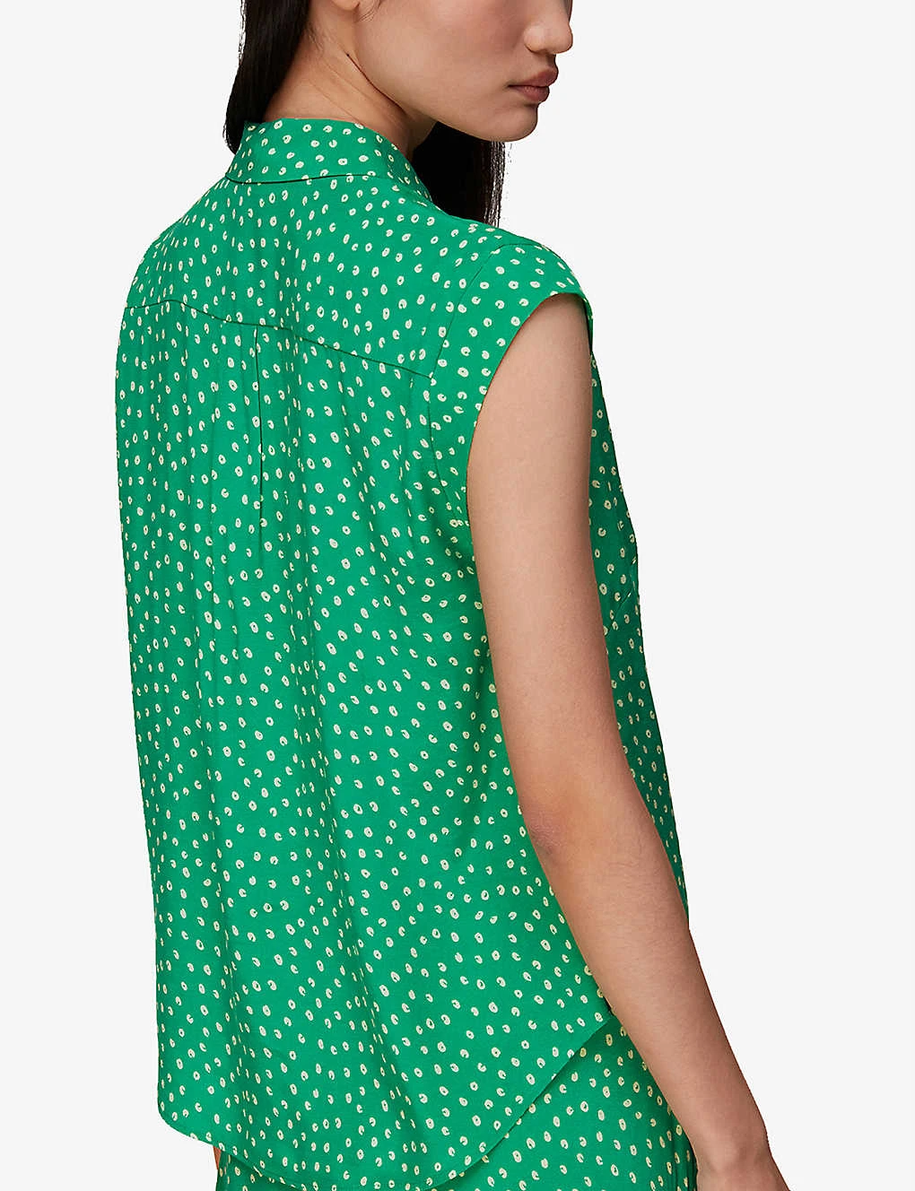 Whistles Spot-print Sleeveless Crepe Shirt 4 Whistles Spot-print Sleeveless Crepe Shirt - Image 4