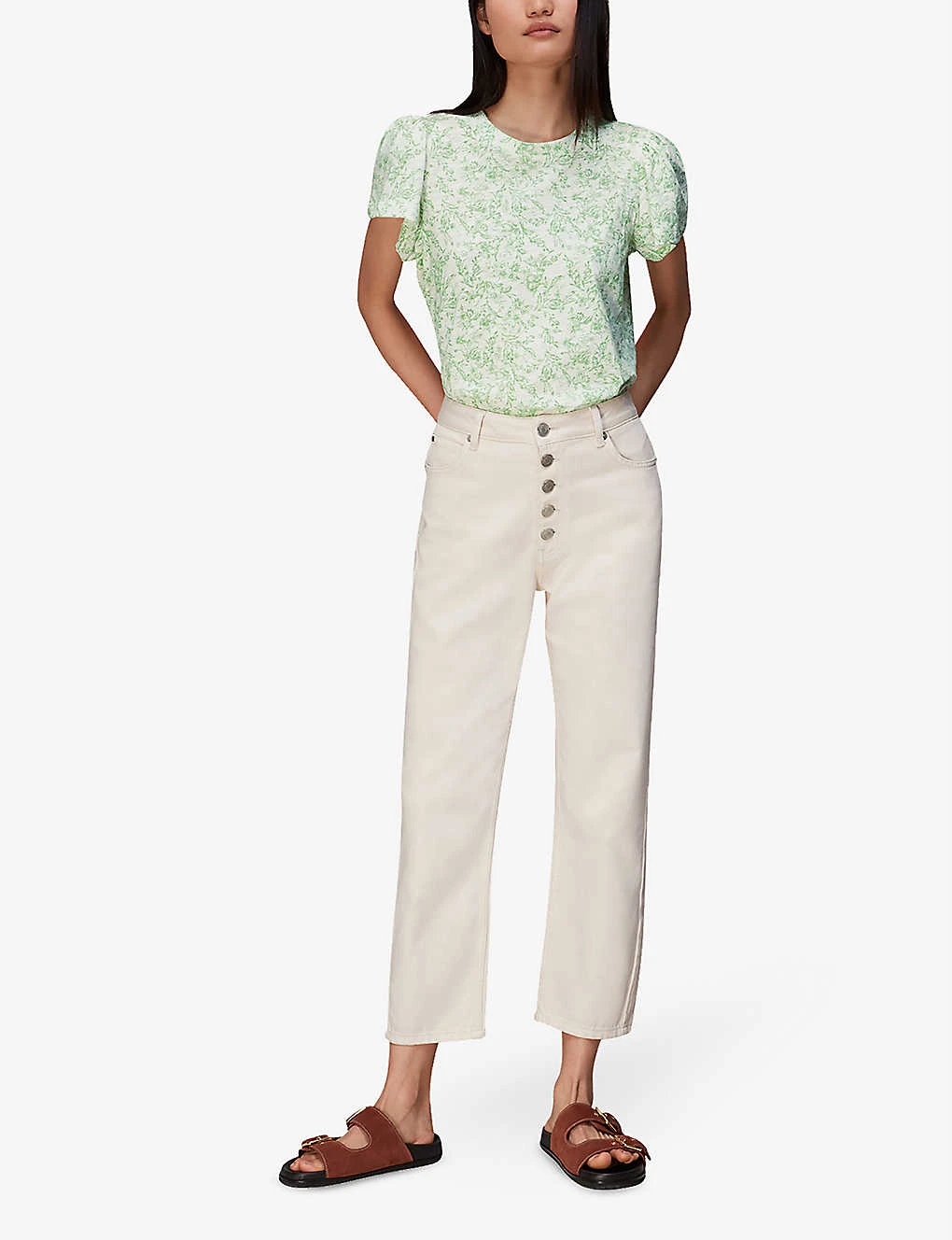 Whistles Baroque Frill-trimmed Floral-print Cotton-jersey T-shirt 2 Whistles Baroque Frill-trimmed Floral-print Cotton-jersey T-shirt - Image 2