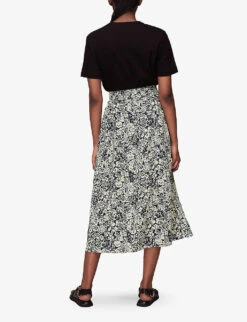 Whistles Floral-print Woven Midi Skirt 6 Whistles Floral-print Woven Midi Skirt -The Fashion Shop R03933333 BLUE ALT02