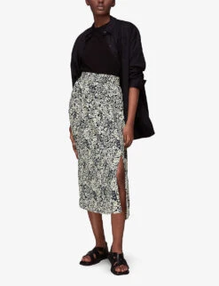 Whistles Floral-print Woven Midi Skirt