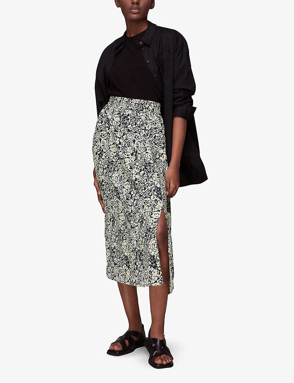 Whistles Floral-print Woven Midi Skirt 1 Whistles Floral-print Woven Midi Skirt