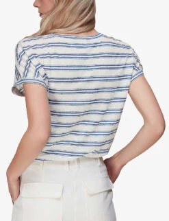 Whistles Striped Linen T-shirt -The Fashion Shop R03933337 MULTICOLOURED ALT03