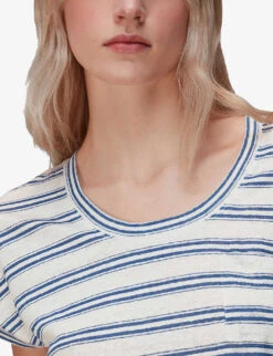 Whistles Striped Linen T-shirt -The Fashion Shop R03933337 MULTICOLOURED ALT04