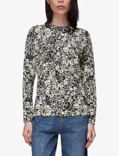 Whistles Graphic Floral-print Cotton-knit Jumper -The Fashion Shop R03934122 MULTICOLOURED ALT02