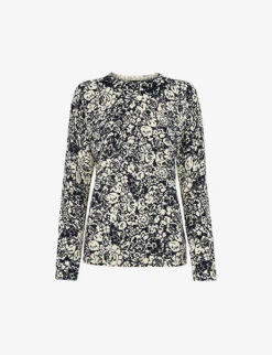 Whistles Graphic Floral-print Cotton-knit Jumper