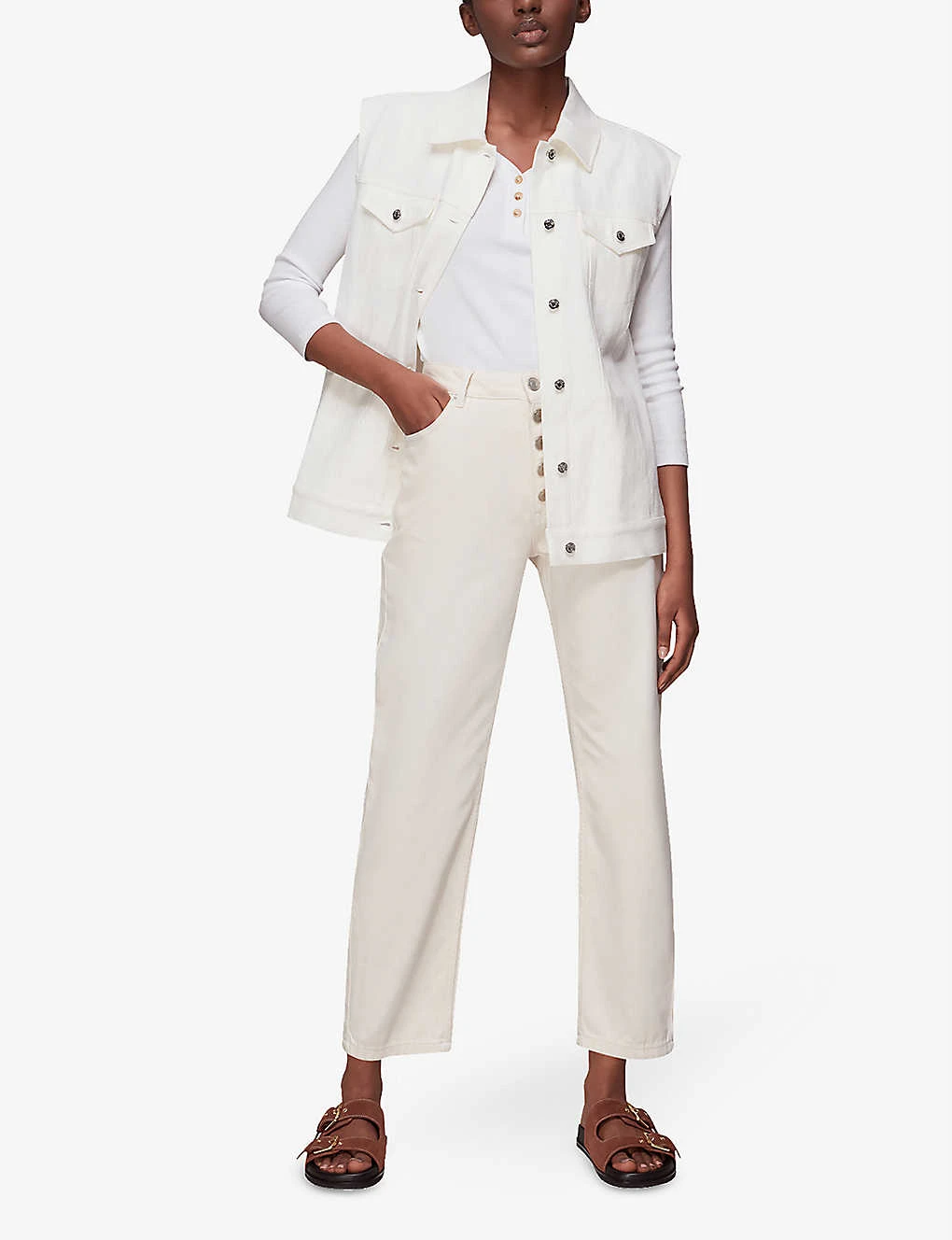 Whistles Paiton Ribbed Stretch-cotton Top 2 Whistles Paiton Ribbed Stretch-cotton Top - Image 2