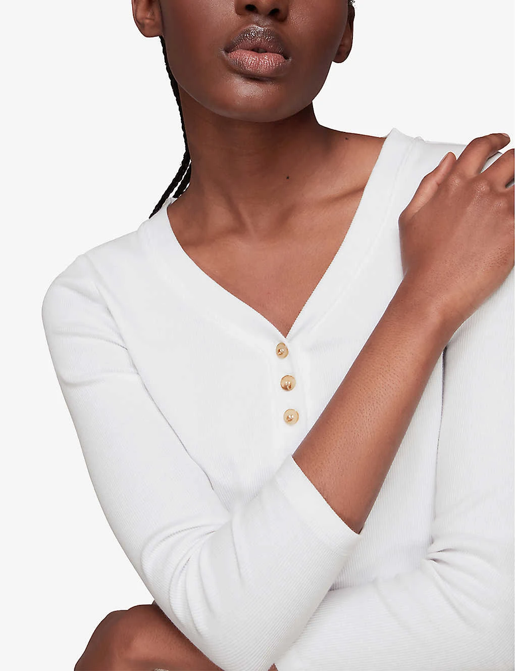 Whistles Paiton Ribbed Stretch-cotton Top 4 Whistles Paiton Ribbed Stretch-cotton Top - Image 4