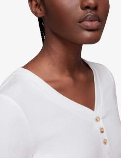 Whistles Paiton Ribbed Stretch-cotton Top 9 Whistles Paiton Ribbed Stretch-cotton Top -The Fashion Shop R03935504 WHITE ALT04