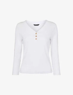 Whistles Paiton Ribbed Stretch-cotton Top