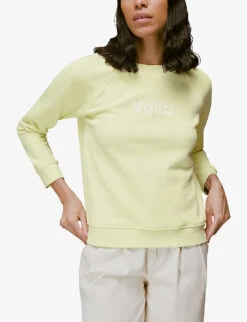 Whistles Voila-embroidered Cotton Sweatshirt 7 Whistles Voila-embroidered Cotton Sweatshirt -The Fashion Shop R03936184 LIME ALT02