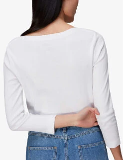 Whistles Boat Neck Ribbed Stretch-cotton Jersey Top 6 Whistles Boat Neck Ribbed Stretch-cotton Jersey Top -The Fashion Shop R03936191 WHITE ALT02