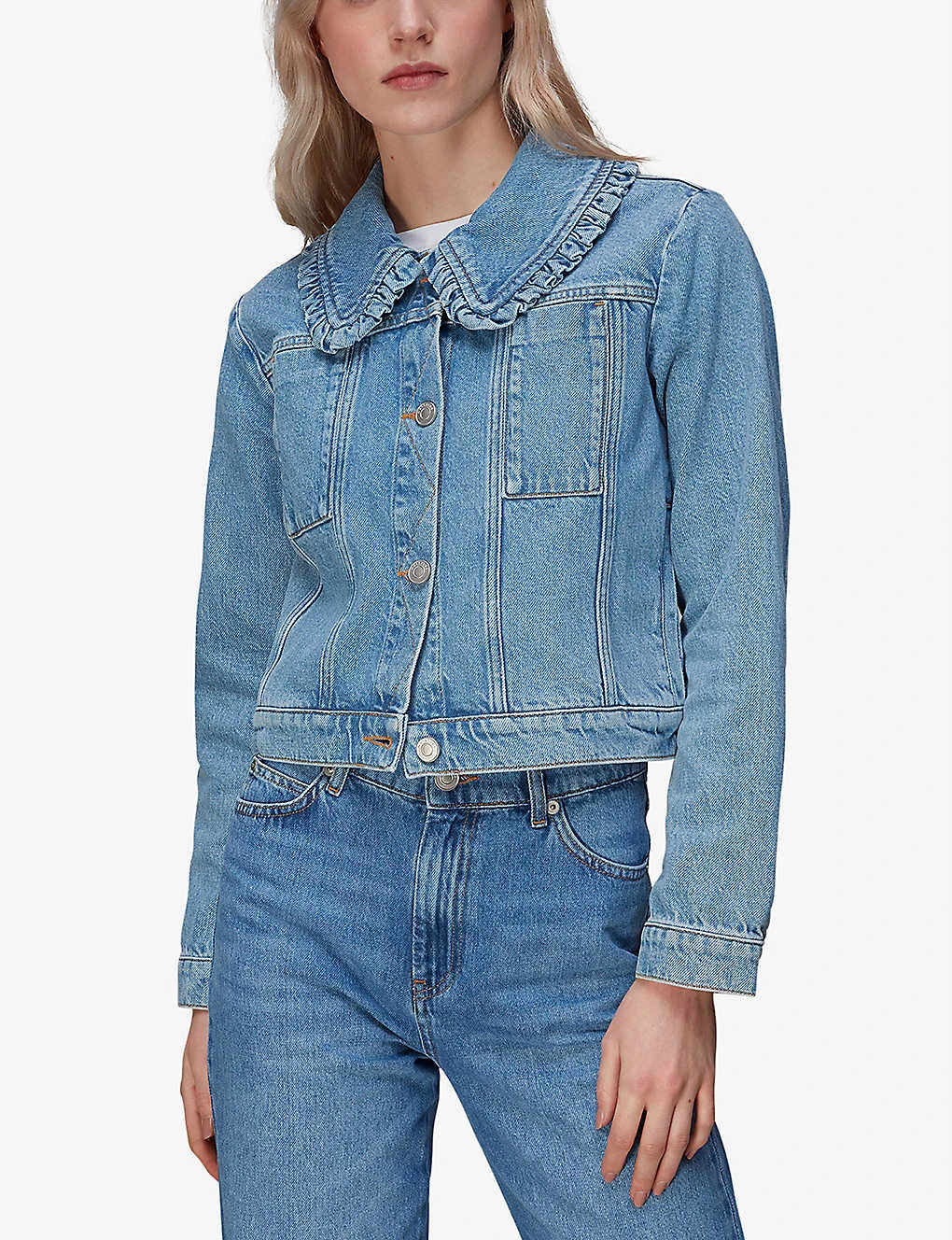 Whistles Frill-collar Denim Jacket 2 Whistles Frill-collar Denim Jacket - Image 2