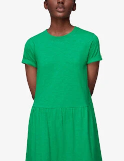 Whistles Tiered Organic-cotton Jersey Midi Dress 7 Whistles Tiered Organic-cotton Jersey Midi Dress -The Fashion Shop R03937989 GREEN ALT02