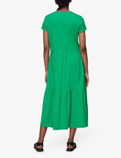 Whistles Tiered Organic-cotton Jersey Midi Dress 8 Whistles Tiered Organic-cotton Jersey Midi Dress -The Fashion Shop R03937989 GREEN ALT03