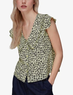 Whistles Buttercup Floral-print Oversized-collar Woven Top 7 Whistles Buttercup Floral-print Oversized-collar Woven Top -The Fashion Shop R03938496 YELLOW ALT02