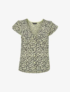 Whistles Buttercup Floral-print Oversized-collar Woven Top
