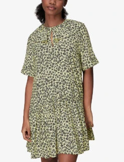 Whistles Floral-print Frill-collar Woven Dress 7 Whistles Floral-print Frill-collar Woven Dress -The Fashion Shop R03938497 YELLOW ALT02