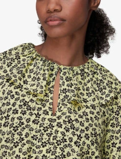 Whistles Floral-print Frill-collar Woven Dress 9 Whistles Floral-print Frill-collar Woven Dress -The Fashion Shop R03938497 YELLOW ALT04