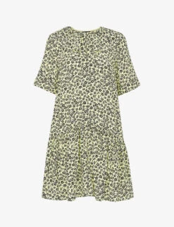 Whistles Floral-print Frill-collar Woven Dress