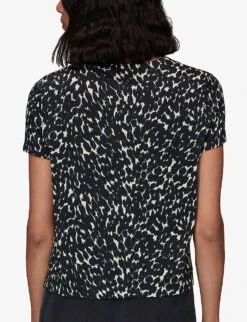 Whistles Sahara Leopard-print Woven T-shirt 7 Whistles Sahara Leopard-print Woven T-shirt -The Fashion Shop R03939044 BLACK ALT03