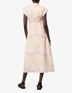 Whistles Hexagon-print Cotton And Linen-blend Midi Dress 9 Whistles Hexagon-print Cotton And Linen-blend Midi Dress -The Fashion Shop R03939550 MULTICOLOURED ALT03