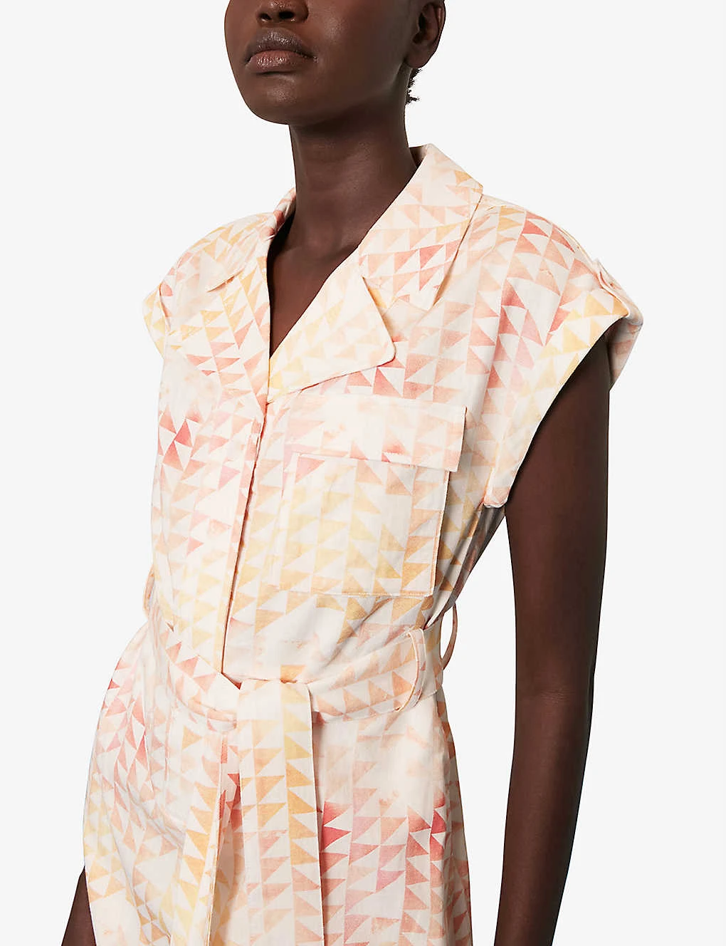 Whistles Hexagon-print Cotton And Linen-blend Midi Dress 5 Whistles Hexagon-print Cotton And Linen-blend Midi Dress - Image 5