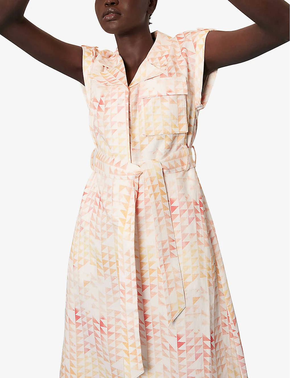 Whistles Hexagon-print Cotton And Linen-blend Midi Dress 6 Whistles Hexagon-print Cotton And Linen-blend Midi Dress - Image 6