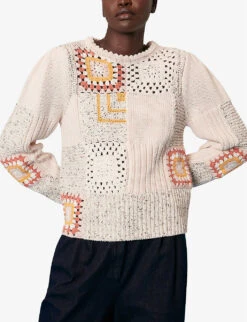 Whistles Patchwork Regular-fit Cotton Jumper 8 Whistles Patchwork Regular-fit Cotton Jumper -The Fashion Shop R03939553 MULTICOLOURED ALT02