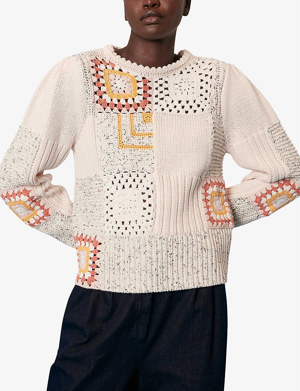 Whistles Patchwork Regular-fit Cotton Jumper 3 Whistles Patchwork Regular-fit Cotton Jumper - Image 3