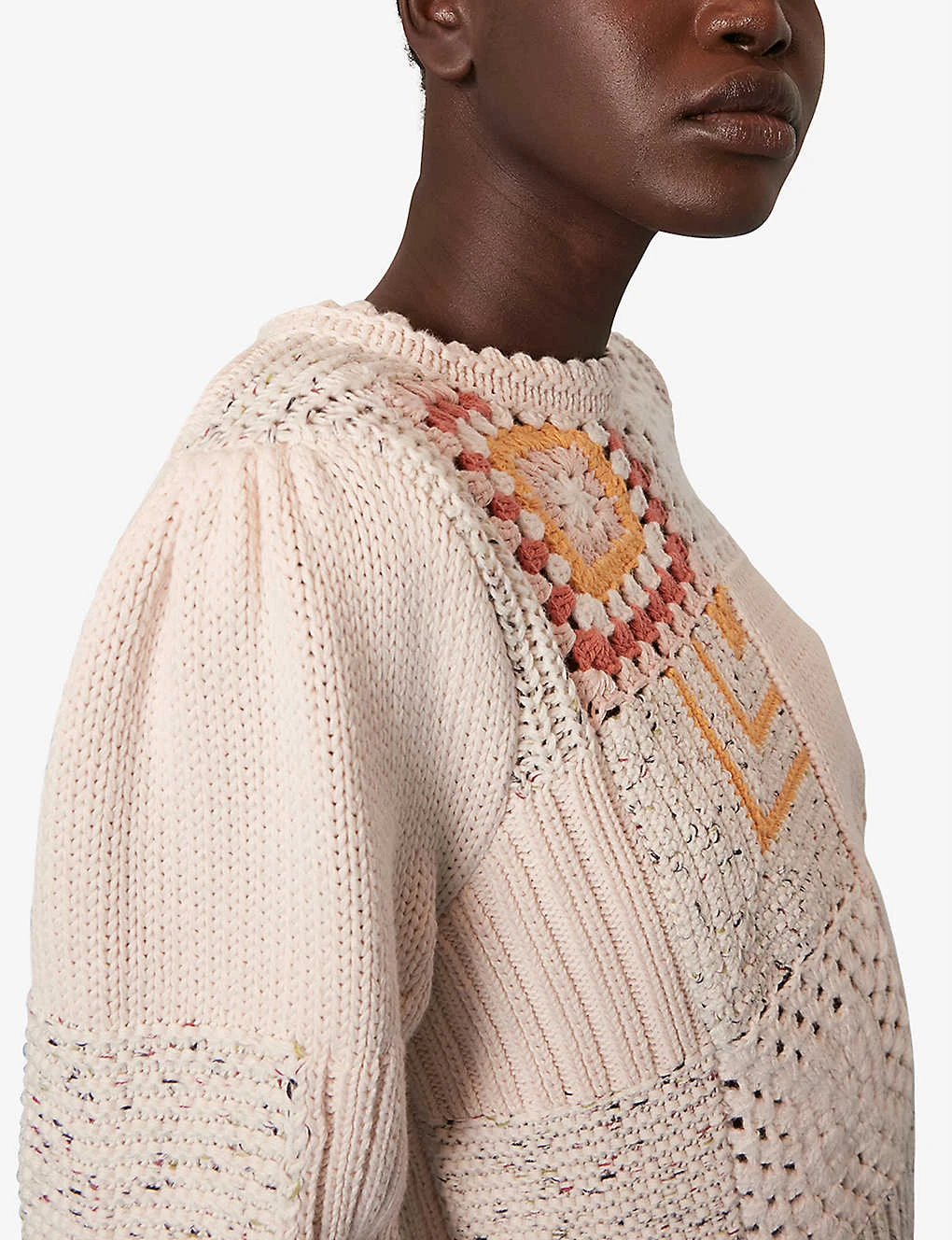 Whistles Patchwork Regular-fit Cotton Jumper 6 Whistles Patchwork Regular-fit Cotton Jumper - Image 6