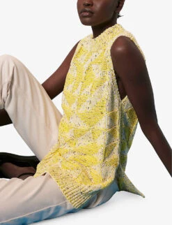 Whistles Sleeveless Cotton Jumper -The Fashion Shop R03939554 YELLOW ALT04