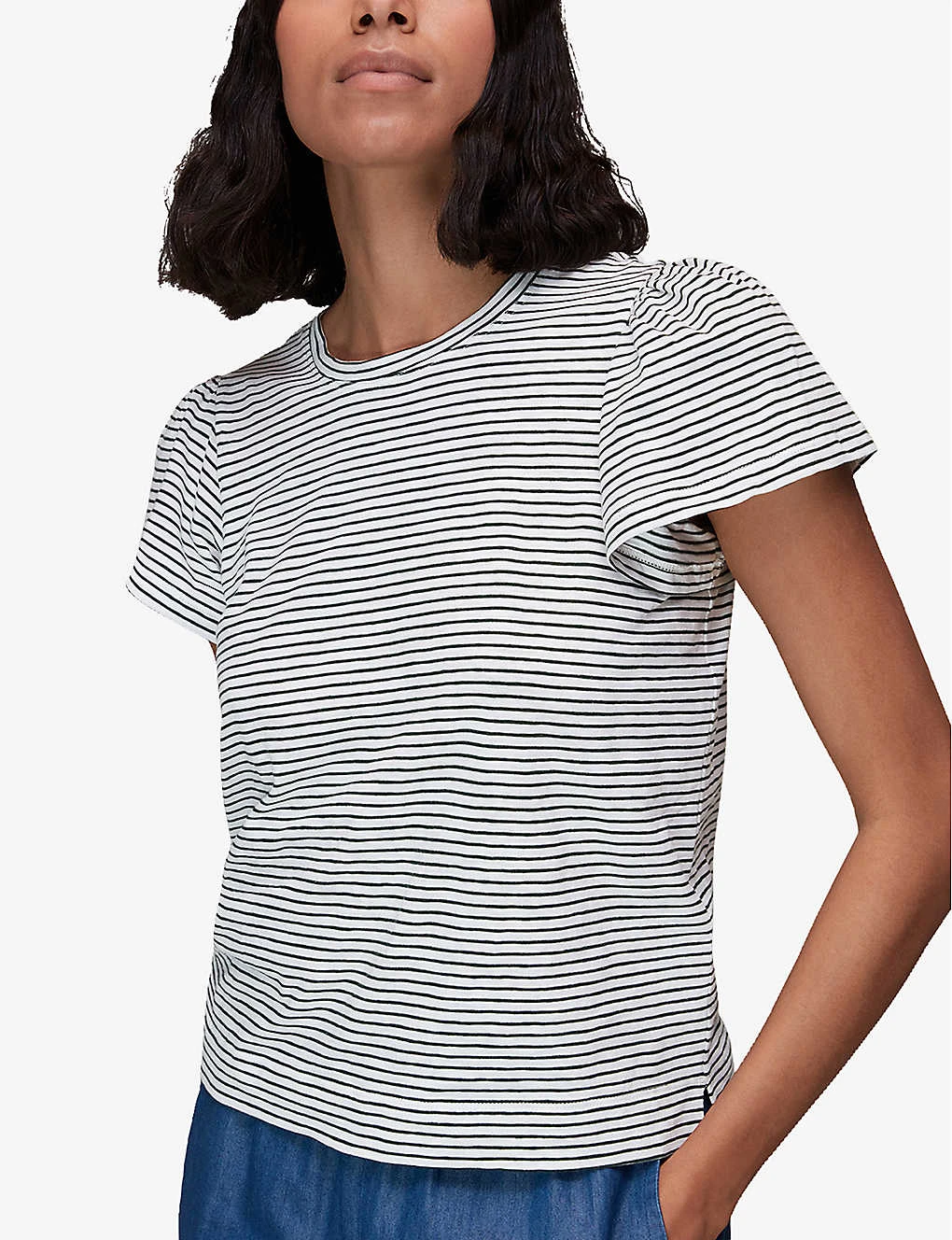 Whistles Striped Frill-sleeve Cotton-jersey T-shirt 3 Whistles Striped Frill-sleeve Cotton-jersey T-shirt - Image 3
