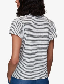 Whistles Striped Frill-sleeve Cotton-jersey T-shirt 7 Whistles Striped Frill-sleeve Cotton-jersey T-shirt -The Fashion Shop R03939555 MULTICOLOURED ALT03