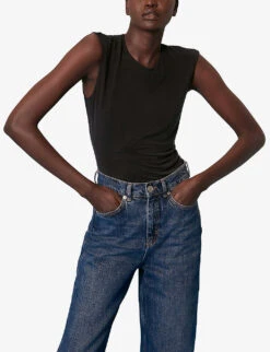 Whistles Keyhole-cutout Slim-fit Stretch-woven Top 7 Whistles Keyhole-cutout Slim-fit Stretch-woven Top -The Fashion Shop R03939568 BLACK ALT02