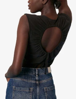 Whistles Keyhole-cutout Slim-fit Stretch-woven Top 8 Whistles Keyhole-cutout Slim-fit Stretch-woven Top -The Fashion Shop R03939568 BLACK ALT03