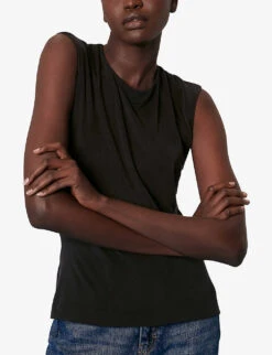 Whistles Keyhole-cutout Slim-fit Stretch-woven Top 9 Whistles Keyhole-cutout Slim-fit Stretch-woven Top -The Fashion Shop R03939568 BLACK ALT04