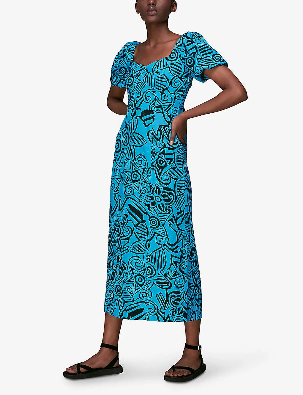 Whistles Starflower Floral-print Puff-sleeved Woven Midi Dress 2 Whistles Starflower Floral-print Puff-sleeved Woven Midi Dress - Image 2