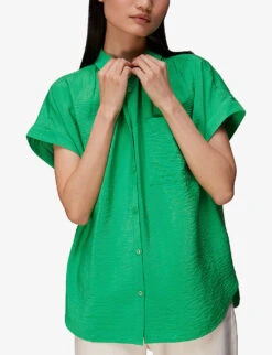 Whistles Nicola Relaxed-fit Crepe Blouse 9 Whistles Nicola Relaxed-fit Crepe Blouse -The Fashion Shop R03941554 GREEN ALT04