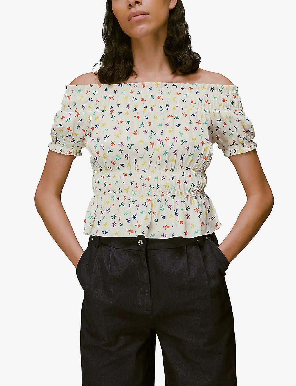 Whistles Dancing Floral-print Woven Bardot Top 3 Whistles Dancing Floral-print Woven Bardot Top - Image 3