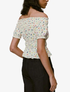 Whistles Dancing Floral-print Woven Bardot Top 8 Whistles Dancing Floral-print Woven Bardot Top -The Fashion Shop R03941555 MULTICOLOURED ALT03