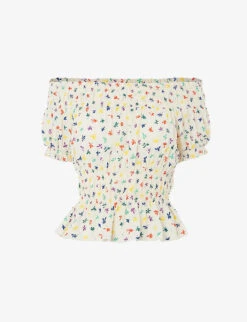 Whistles Dancing Floral-print Woven Bardot Top