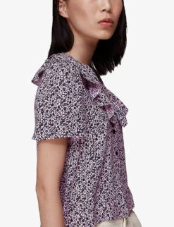 Whistles Floral-print Frilled Crepe Blouse 6 Whistles Floral-print Frilled Crepe Blouse -The Fashion Shop R03942295 MULTICOLOURED ALT02
